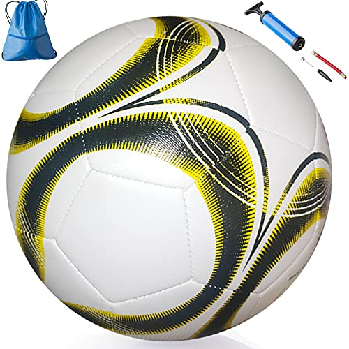Spolife Football Size 5 Official Training Football Indoor&Outdoor Match Ball with Air Pump and Extension Tube,Pump Needle,Ball Backpack