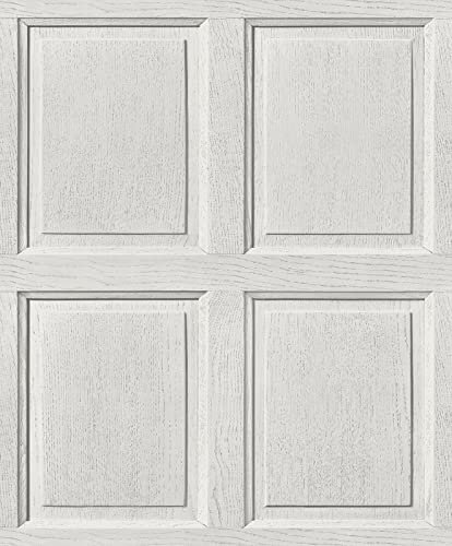 Exclusive White Wooden Panel 3D Effect Realistic Square Panelling Flat Wallpaper AL1028