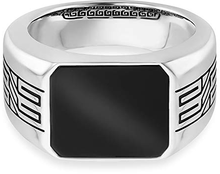cai Herren Ring 925/- Sterling Silber Glänzend Onyx weiß 1,50ct 132270781