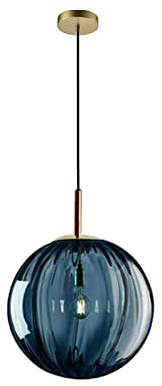 LFsem Blue Glass Globe Pendant Lighting Fixtures 20cm Glaskugel-Anhänger-Hängelampe für Kücheninsel (Blau)
