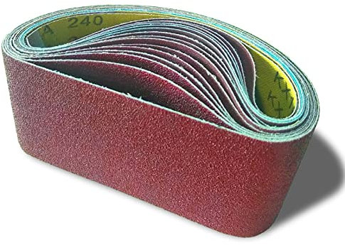 15Pcs Sanding Belts 75 x 533 mm(3 Each of 80/120/150/240/400 Grains) Abrasive Sanding Belts for Grinding Sharpening Polishing