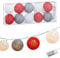 LED Lichterkette Cottonball │ Ø6cm weiß grau rot │Beleuchtung Leuchtbälle (1 x Cottonball Ø6cm weiß grau rot)