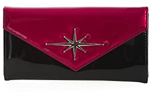 Banned Damen Geldbeutel »Dance The Night Lack« Stern Vintage Atomic Wallet One Size (Schwarz mit Weinrot)