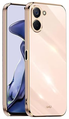 EASSGU Marco Electrochapado Funda para Realme 10 (4G) (6.4 Inches) Carcasa Protectora de Color de Silicona TPU Suave - Rosado