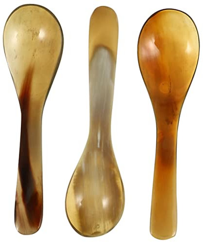 Anneome 3stücke Natürliche Horn-kaffeelöffel Handgefertigte Dessertlöffel Für Kaffee Kuchen Und Desserts Elegant Und Vielseitig Für Zuhause Und Gastronomie