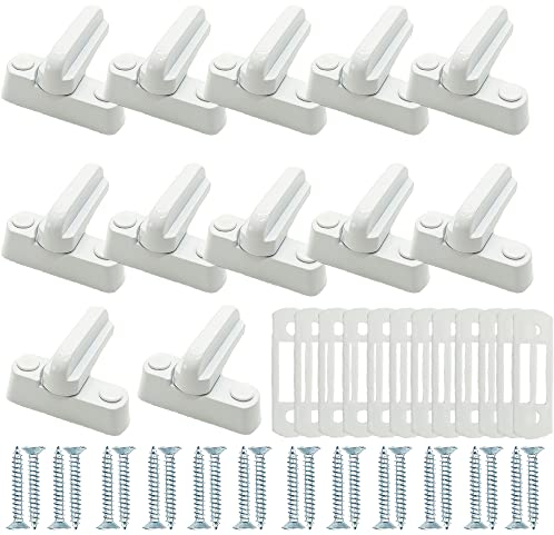 Aisamco 12 Stück Schiebe-Jammer, weiß, starke Aluminiumlegierung, extra Sicherheitsschlösser, Vorreiber, Jammer für PVC/PVC-Türen, Fenster und Heimsicherheit