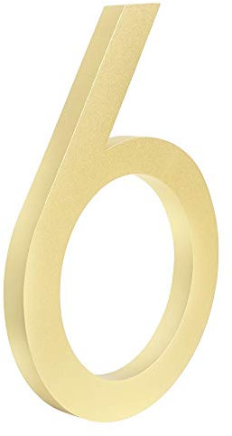 HASWARE Schwimmende Hausnummer 4 Zoll (10 cm) Stilvolle Türnummern Alphabet Plaque Straße Privatadresse Ziffern (Small 6, Golden)