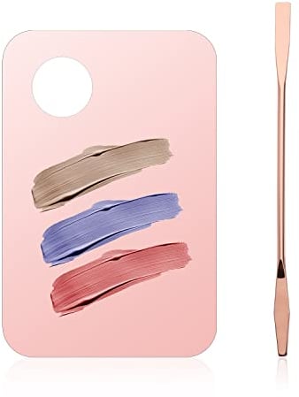 LUTER Makeup Spatula and Palette Set, Acrylic Cosmetic Spatula Tool Makeup Mixing Palette with Spatula Foundation Palette and Spatula for Makeup Nail (Pink)