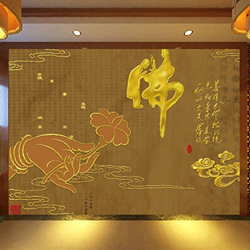 Vlies Fototapete Zen Buddha Statue 3D Effekt Vlies Tapeten Wandtapete XXL Moderne Wanddeko Wohnzimmer Schlafzimmer Büro Flur 300 cm B x210 cm H