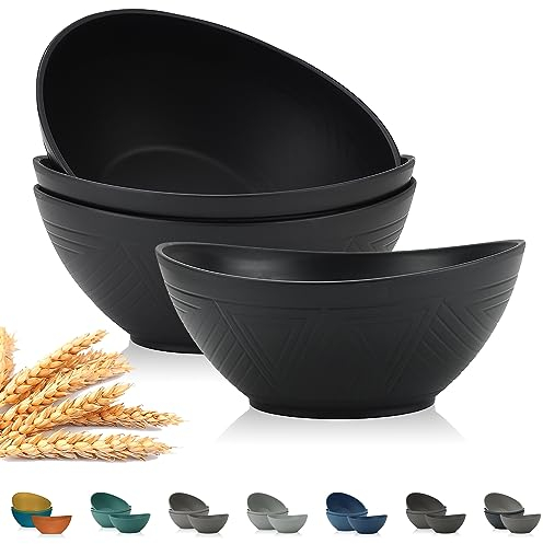 PYRMONT 65 OZ Large Wheat Straw Bowls,Cereal Bowls,Salad Bowls,Stackable Big Bowls,BPA-Free Dishwasher Microwave Safe-Sturdy Kitchen Bowls for Fruit,Yogurt,Snack-Set of 4