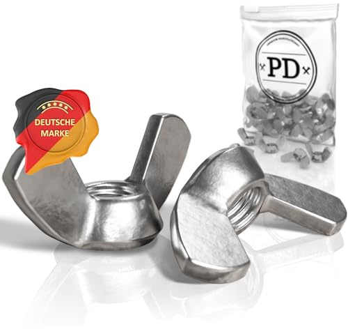 PD® Flügelmuttern M5 - Hochwertige A2 Edelstahl Flügelmutter | 10 Stück | Rostfreie Schmetterlingsmutter & Wing Nut aus V2A | zur universellen Nutzung, DIN 315 | für Garten, Werkstatt, Innen & Außen