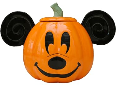 Disney Halloween-Kürbis-Süßigkeiten- und Keksdose, niedliches Keramik-Einweihungsgeschenk für Männer, Frauen und Kinder, offizieller Lizenznehmer, 1 Set (Mickey Mouse)