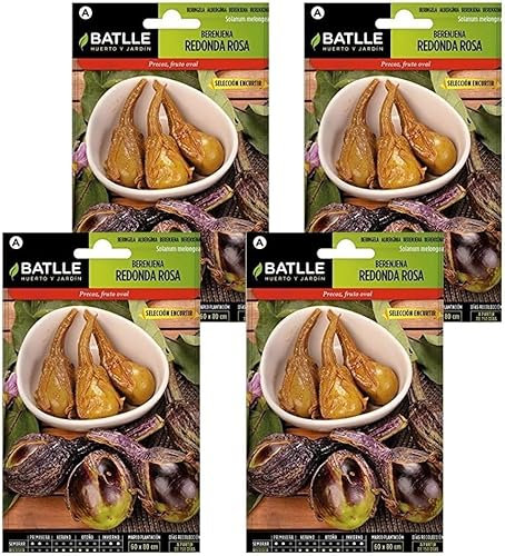 Pack 4 Semillas de berenjena redonda rosa de encurtir en sobre de Semillas Batlle