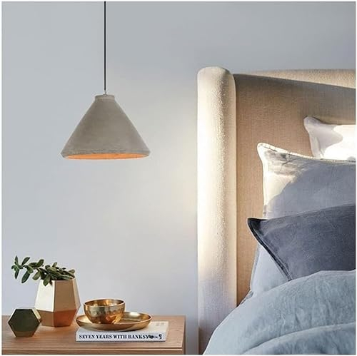 BUNCC Creative Cement Funnel Vase Cover Pendant Lamp Cement Lampshade Chandelier Mid-Century Industrial Single Head Pendant Lamp for Dining Room, Kitchen Ceiling Lamp Industrial Decor