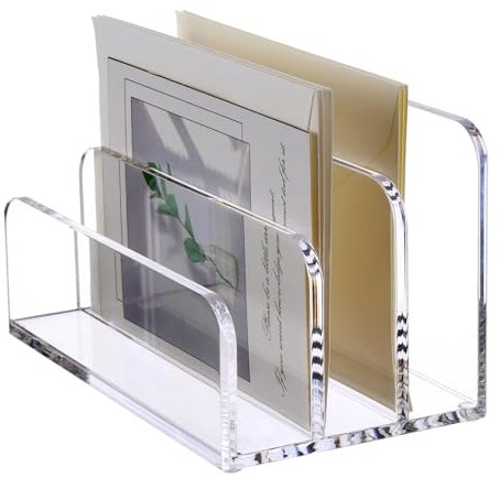 itrimaka Aktenhalter Acryl,Acryl-Posthalter, Transparenter vertikaler Briefhalter mit 3 Schlitzen, Post-Organizer auf der Arbeitsplatte, transparenter Aktenständer, Schreibtisch-Organizer