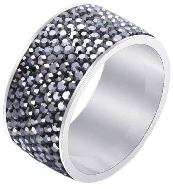 Mesnt Verlobungsring Silber, Edelstahl 12MM Breite voll kubischer Zirkonia eingebettet Versprechen Ring für Herren Silber Hell Schwarz, Größe 62 (19.7)