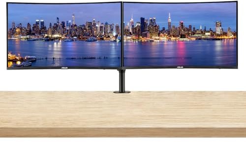 ASUS VA27VQSE 27 Curved LCD Gaming Monitor 1080P Full HD Frameless 1ms 75Hz, 2 Pack with DisplayPort, HDMI, Built-in Speaker, Monitor Computer Stand