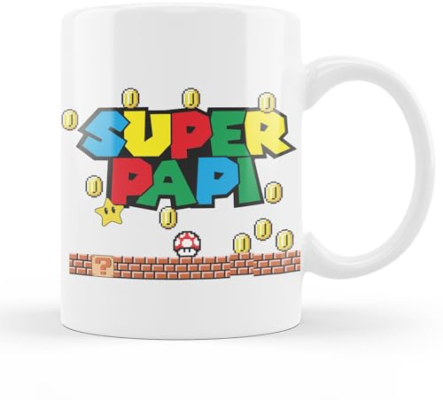 Zefiro Tazza Papà Divertente Super Papi Bros - Dad Retro Game - Pixel Art Idea Regalo Festa del Papa 330 ml