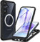 CENHUFO Funda Samsung A55 5G, Carcasa Magnética Antigolpes 360 Grados con Protector Pantalla Cristal Templado Integrado, Robusta Doble Cara Case Transparente Capa Funda Samsung Galaxy A55 5G -Negro