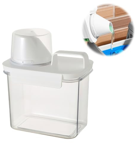 HENGBIRD Dispenser Detersivo Lavatrice con Misurino,Nessuna scala segnata, Dosatore Detersivo Lavatrice,Contenitore per Detersivo in Polvere,Può Essere Utilizzato per Conservare gli Alimenti (1100 ml)