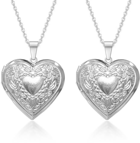 ZBHDEYG - Collar con colgante en forma de corazón de diseño vintage, acero inoxidable y plata para mujer y hermana, 2 unidades