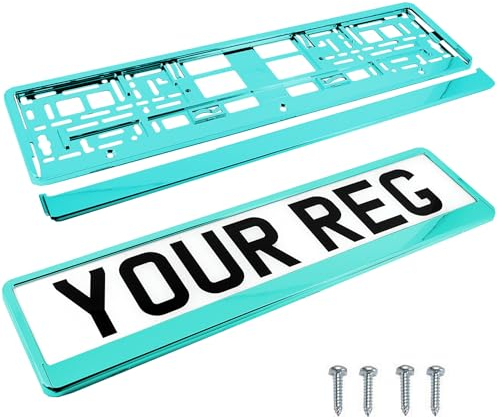 PAIR (2PCS) TAPORT Teal Car Registration License Number Plate Surround Holder Frame Surround