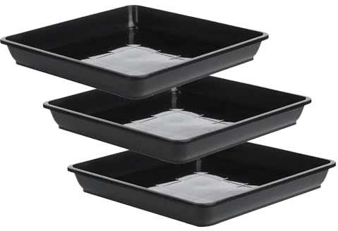 Lot de 3 soucoupes carrées en Plastique pour Pots de Fleurs - 25 x 25 cm