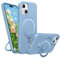 BENTIACC Liquid Silicone Case for iPhone 15, Magnetic Rugged Stand Ring, 4-Layer Shockproof Protective Case with Soft Microfibre Lining, Scratch Resistant (Light Blue)