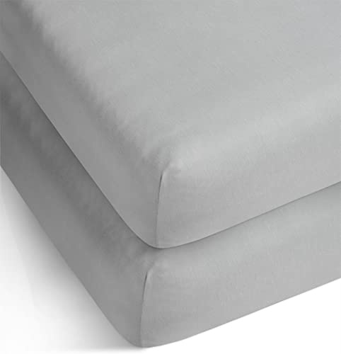 2 x Bambus Spannbettlaken Spannbetttuch Bettlaken aus 100% Bambus 210 g/m² Öko Tex Hellgrau 180-200 cm x 200 cm x 30 cm