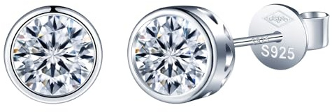 Yumilok Ohrringe Damen Silber 925 - Ohrstecker für Damen 1 Karat Moissanit Diamant VVS1 Reinheit D Farbe Runde Herz mit Geschenkbox für Frauen