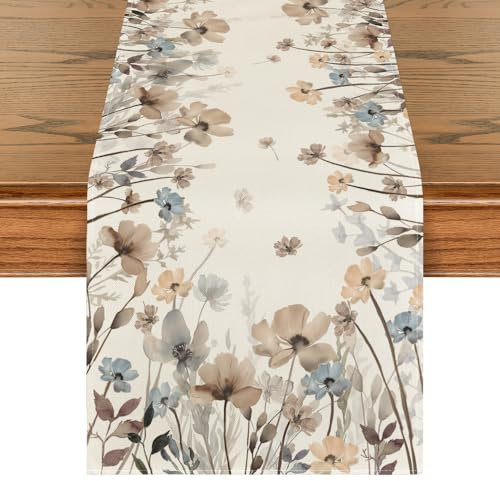 Artoid Mode Tuschemalerei Mohnblumen Blumen Blüte Frühling Tischläufer, Herbst Küche Esstisch Dekoration Drinnen Urlaub Party Dekor 40x240 cm