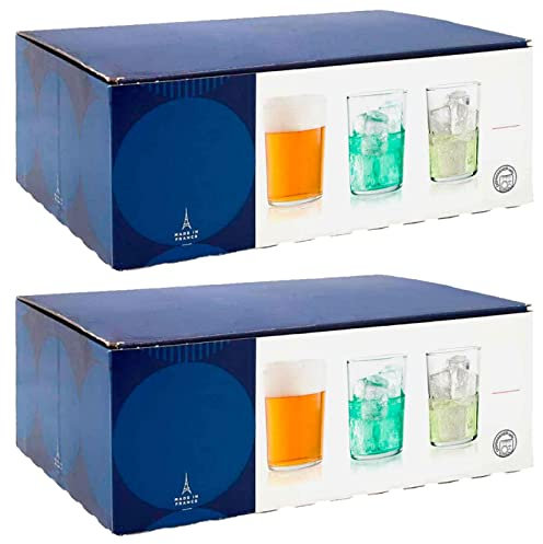 Tradineur - Pack de 2 Cajas de 6 Vasos Modelo Bodega - 34,5 cl - Fabricado en Vidrio Resistente - Apto para lavavajillas - 12 Uds Totales