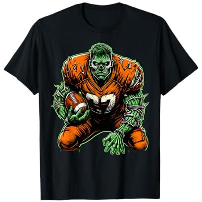 Lustiges American Football Zombie Halloween Fußball Kostüm T-Shirt