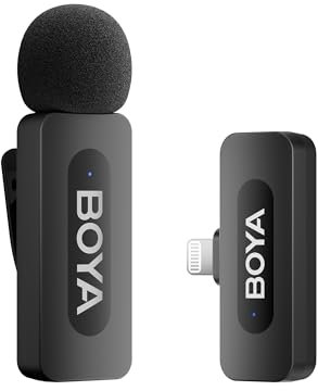 BOYA BY-V1 Wireless Lavalier Microphone, 100m Range, Compatible with iPhone ipad, Ideal for Mobile Recording, Podcasting, and Social Media Apps like YouTube and TikTok