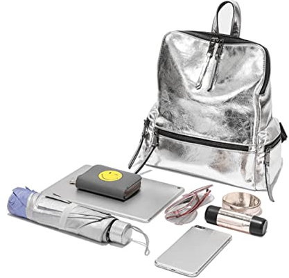 Happyyami Schultertasche Aus Pu Und Polyester Für Damen Reflektierend Silberfarben Mit Stauraum Und Diebstahlschutz Geeignet Für Mädchen Studentinnen Und Arbeiterinnen
