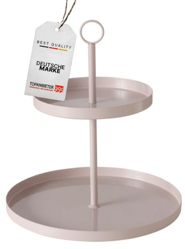 TOPANBIETER 999 Etagère - 2-Etagen - beige - Stilvoller Dekoteller aus lackiertem Eisen - Rund - Ø 30 cm unten/Ø 20 Oben