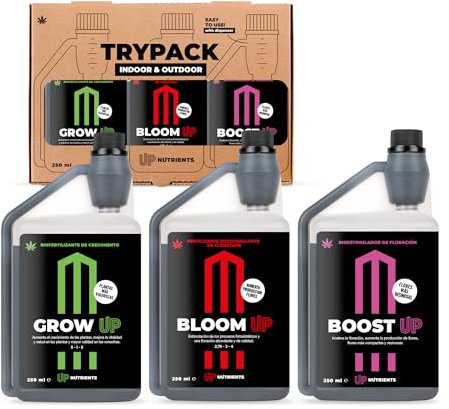 UP NUTRIENTS Trypack Dünger Grow, Bloom & Boost 250 ml | 100% Organischer Dünger für Innen- & Außenanbau | Bewurzelung, Wachstum und Blütendichte | Blüten- und Pflanzenstimulator