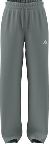 adidas Women's Essentials 3-Stripes Open Hem French Terry Pants, Wonder Sage/White, S