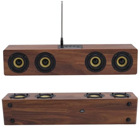 Altavoz de Bluetooth Retro de Madera, 20W MDF Vintage Wooden Altavo Home Audio Subwoofer, Sonido Envolvente de 360 Grados, Rango Completo de HiFi, Bluetooth, AUX, TF TF