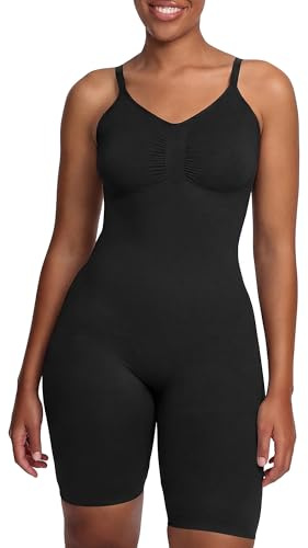 CFab Shapewear Damen Bauchweg Figurformender Nahtloser Bodysuit mit Shorts | Body Shaper mit verstellbaren Trägern formt Bauch, Taille und Oberschenkel für eine glatte Silhouette