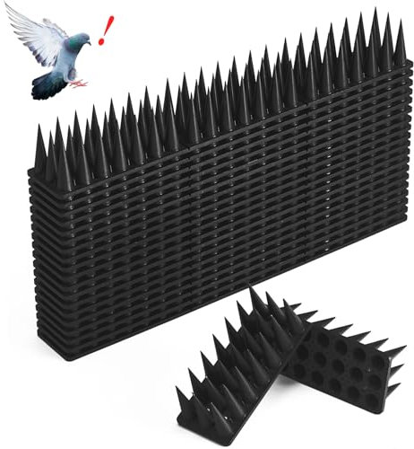 CIIC Taubenabwehr Spikes 5.7 m – 20er Pack Schwarz Vogelabwehr Spikes aus Kunststoff, für Balkon, Zaun, Fensterbank & Dach – Vogelschutz Spikes zum Tauben Vertreiben