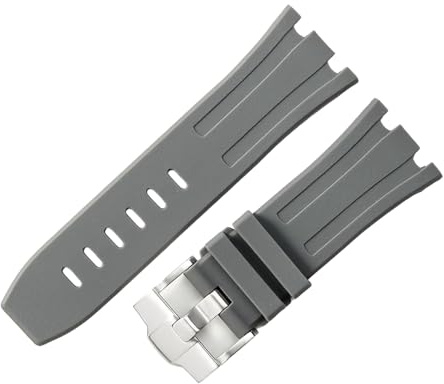 ROUHO 28mm Silikon Gummi Uhr Armband Silber Pin Verschluss Uhr Armband für AP Audemars Piguet Royal Oak 15710 15703 26470 15707 26703