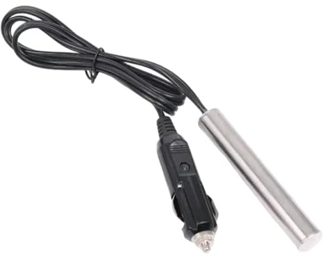 Calentador de agua, varilla calefactora de 12 V, calentador de cartucho de inmersión de metal resistente al agua, portátil montada en vehículo CC, negro, portátil