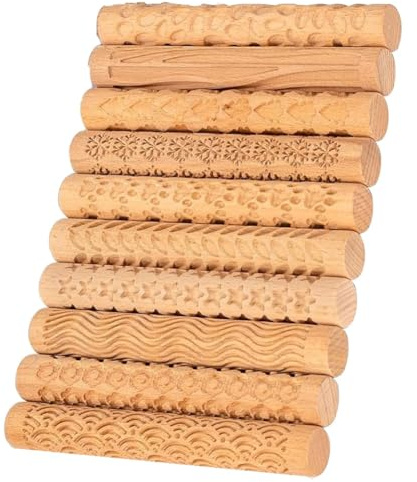 Pinafresa Clay Texture Rollers Clay Machine Roller for Pottery and Ceramics, Modeling Texture Rolling Pin Stencil Board Stamps