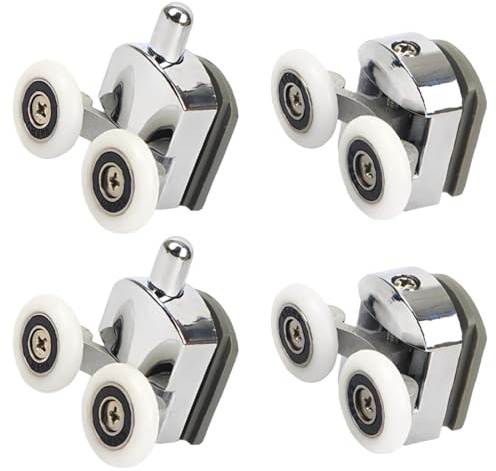 GWEOR 4 Set Rulli Per Porta Doccia.Rotelle Box Doccia Diametro e' 23 mm. Ruote Della Doccia per Vetro 4-6 mm.Rulli Doccia per La Porta Scorrevole Della Doccia (2 Rulli Superiori e 2 Inferiori)