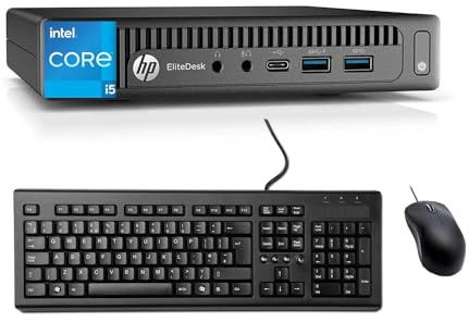 HP EliteDesk 800 G1 Mini Desktop Computer PC, Intel Core i5-4570, 8 GB RAM, 128 GB SSD, US QWERTY Tastatur, WiFi, Bluetooth, Windows 11 Pro (Generalüberholt)