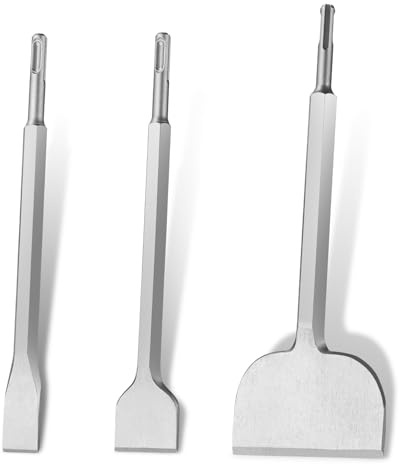 Gyxova Premium SDS Plus Set di scalpelli [3 pezzi] - Scalpello largo 280x100mm, scalpello piatto 250x40mm e scalpello a punta 14x250mm per piastrelle, calcestruzzo, pietra naturale e muratura