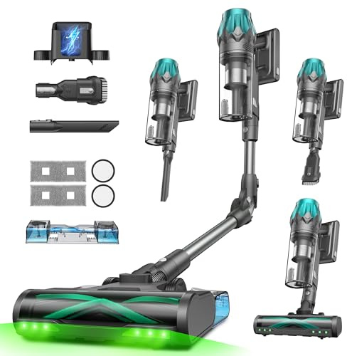 Vexilar Cordless Vacuum Cleaner V15Max,65Kpa/60Min/600W,Vacuum & Mop in One | Stick Vacuum Cleaner with Flexible Metal Tube,1.5L One-Touch Emptying Dustbin,6-Stage Filtration,Auto Vortex Tech,Selfsanding