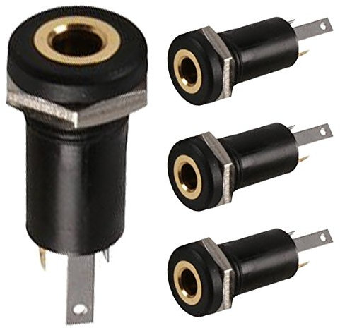3.5mm Mini Jack Chassis Panel Mount Black Stereo Socket Connector x 4