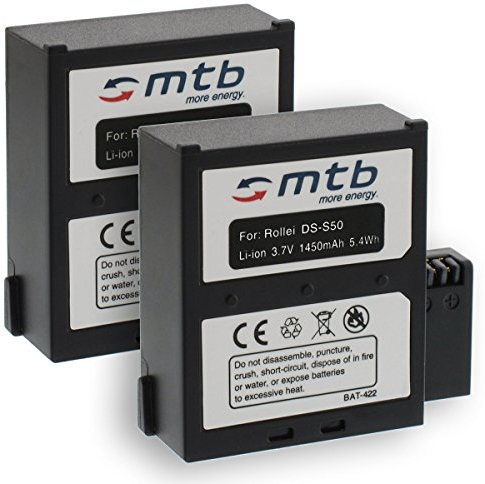 2X Akku für Rollei 6S WiFi, 7S WiFi Actioncam Bullet [3.7V - 1450mAh - Infochip]